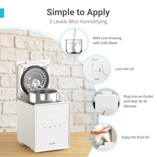 Stainless Steel Warm Mist Humidifier 3L with Sleep Mode and Auto-Off