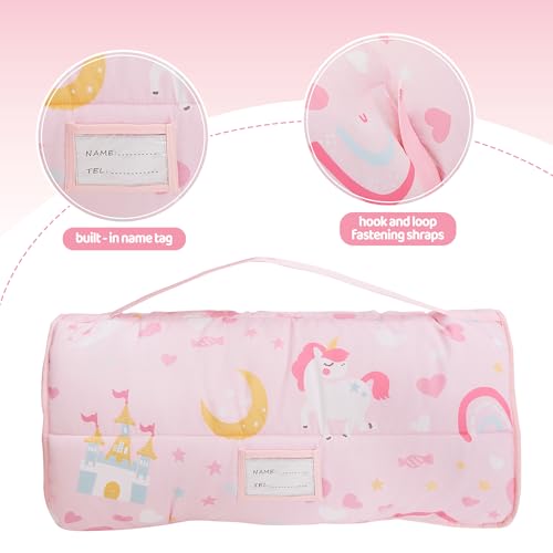 Toddler Nap Mat with Removable Pillow and Blanket for Preschool Daycare
