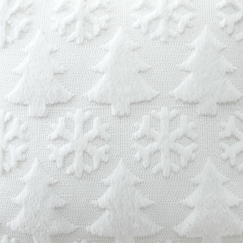 OTOSTAR 2-Pack Christmas Tree Snowflake Faux Fur Pillow Covers 12x20 White