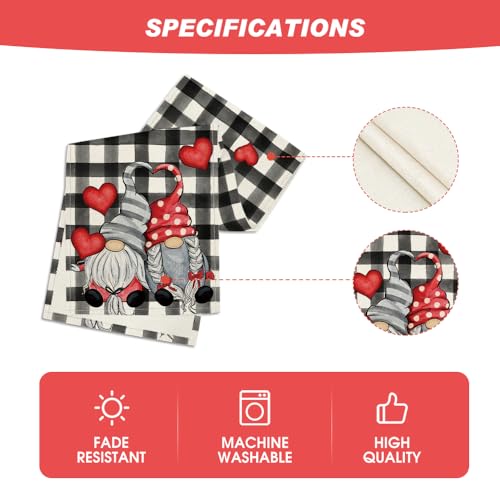 Artoid Mode Hearts Gnomes Valentine's Table Runner 13x72 Inch Black Home Decor