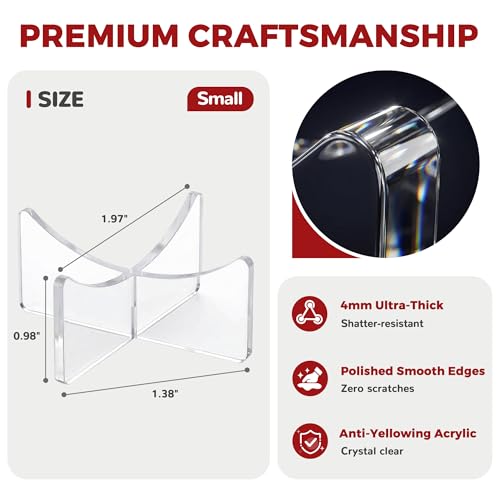 6-Pack Clear Acrylic Baseball Display Stand Holder for Sports Collectibles