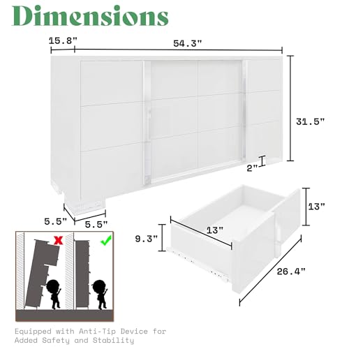 4-Piece Modern Bedroom Furniture Set, Queen Upholstered Bed & Dresser