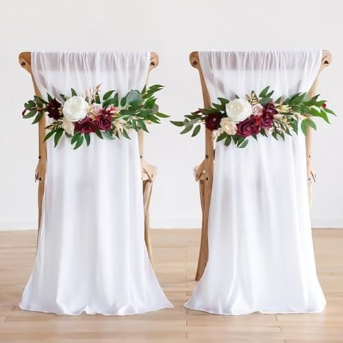 Chiffon Wedding Chair Sashes - 2 Pack Ivory White Draping Fabric