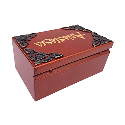 Engraved Wooden Wind-Up Musical Jewelry Box with Mirror - 18 Note Movement