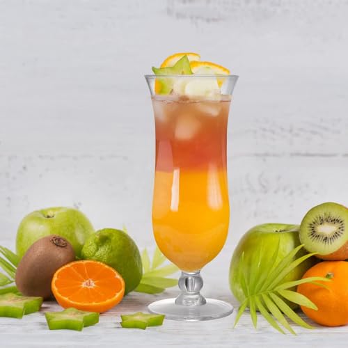 Yesland 6 Pack 13.5 oz Plastic Hurricane Glasses - Clear Tulip Cocktail & Tropical Drink Cups