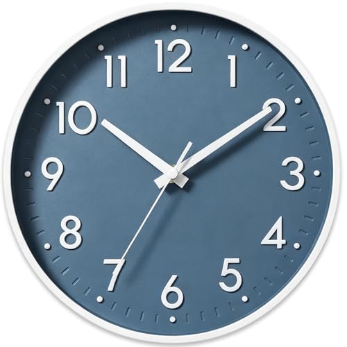 8 Inch Silent Wall Clock - Non-Ticking Analog Clock with 3D Easy-Read Digits