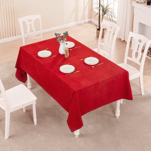 Balcony & Falcon Ruby Red Rectangle Tablecloth 95x55 Water-Resistant