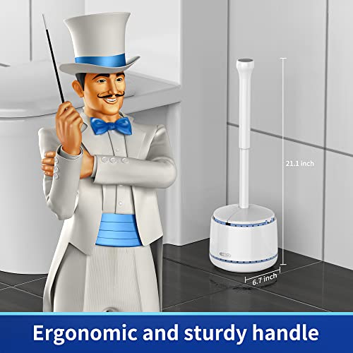 Heavy Duty Toilet Plunger and Holder Set with Automatic Lid, White