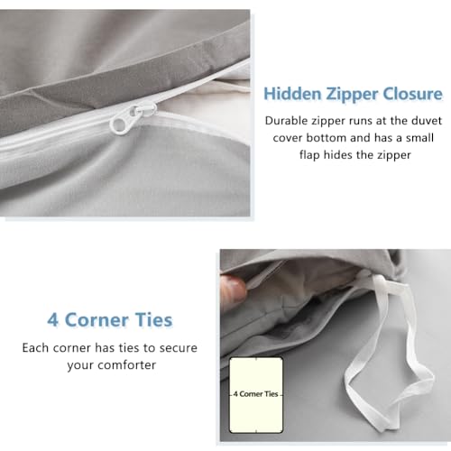 Waterproof Twin Duvet Protector Cover - Gray, Reversible for Pets & Incontinence