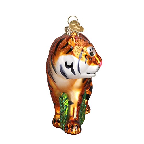 Handcrafted Glass Tiger Christmas Ornament, Mouth-Blown Holiday Decor