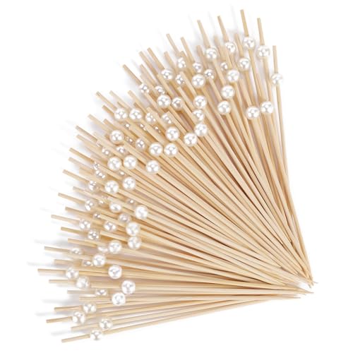 White Pearl Cocktail Picks 4.7 Inch - 300 Pieces for Appetizers & Drinks