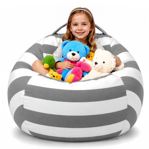 X-Large Stuffed Animal Storage Bean Bag Chair Cover - Cotton Canvas