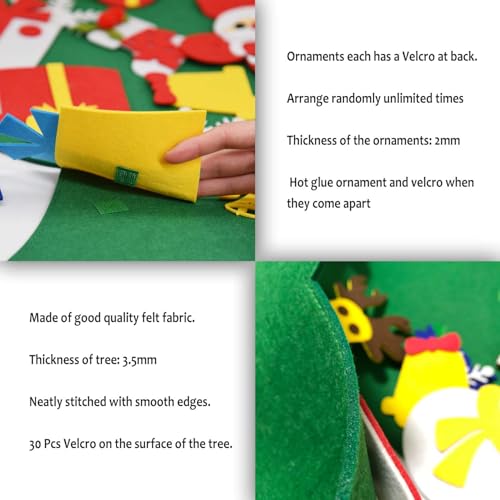 DIY Felt Christmas Tree for Toddlers with 30 Detachable Ornaments