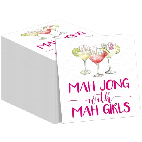 Gueevin 30 Pcs Mahjong Cocktail Napkins Funny Party Supplies, Paper, Vivid Print