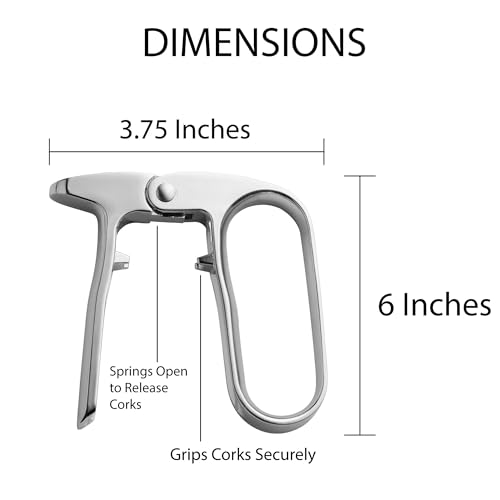 HIC Kitchen Champagne Opener - Spring-Action Wine Bottle Corkscrew for Natural & Synthetic Corks