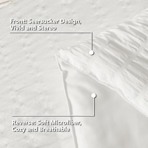 CozyLux Queen White Seersucker Bed in a Bag 7-Piece Comforter Set