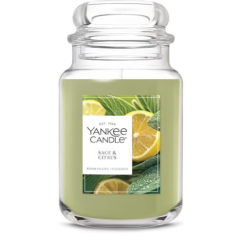 Sage & Citrus Scented Candle - 22 oz Large Glass Jar (Up to 150 Hours)