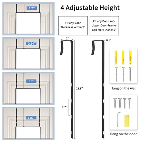 14" x 48" Adjustable Over-the-Door Full Length Mirror, Black Shatterproof