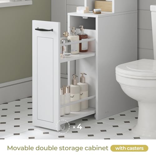 Over-the-Toilet Storage Cabinet with Adjustable Shelves and Casters