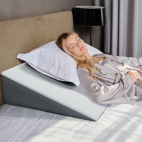 Extra Wide Bed Wedge Pillow - 7.5 Inch Memory Foam with Jacquard Cover