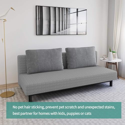 High Stretch Armless Sofa Bed Slipcover - Light Gray Futon Cover