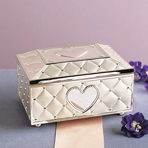 Musical Ballerina Jewelry Box with Mirror, Silverplate Keepsake Gift