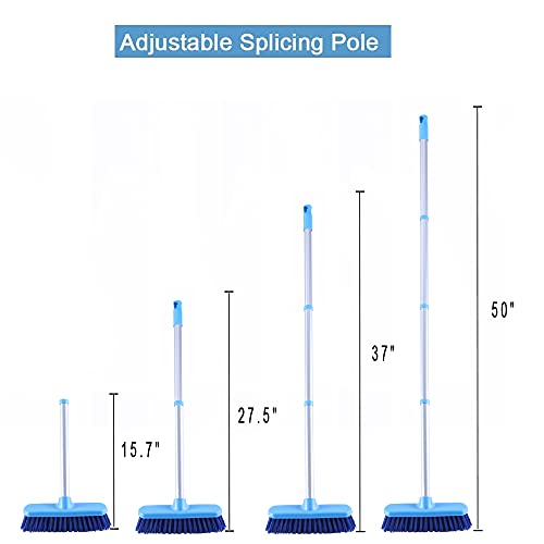 Deck Scrub Brush with Long Handle - 50" Adjustable Stiff Bristle Floor Scrubber