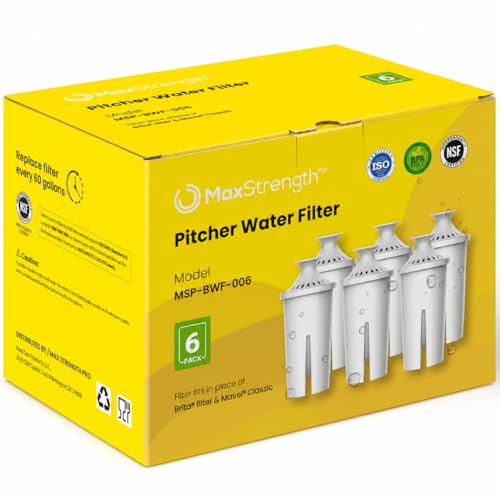 Water Pitcher Replacement Filters - NSF Certified, BPA-Free (6 Pack)