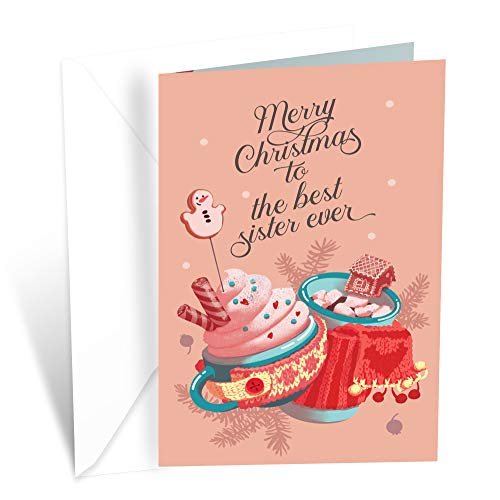 Premium Christmas Card for Sister - Eco-Friendly Thick Cardstock with Envelope, Made in USA, 5x7.75 Inches