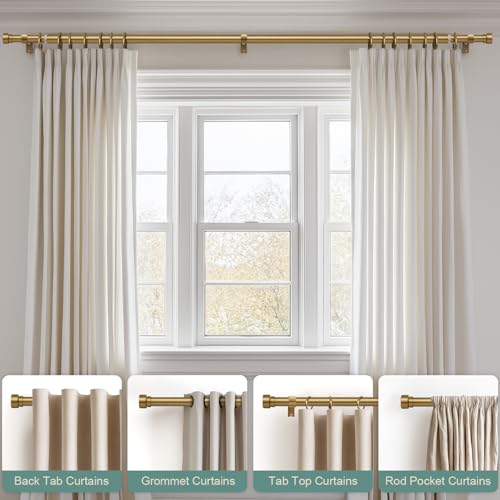 2 Pack Adjustable Curtain Rods, 48-84 Inch Heavy Duty Brass Window Rods