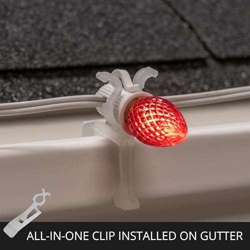 All-in-One Christmas Light Clips for Gutters and Shingles - 100 Count