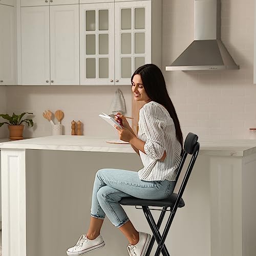 Folding Bar Stool with Backrest, 29.5-Inch Tall Counter Height Chair