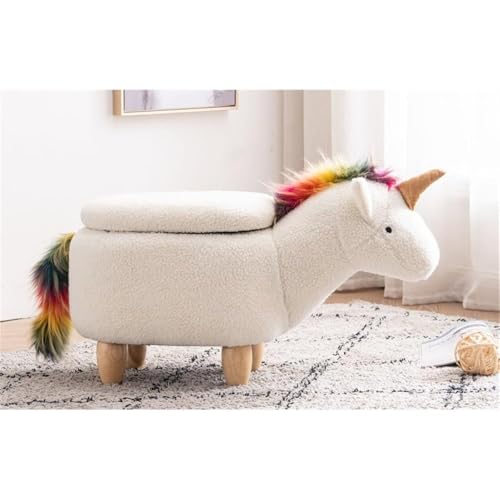 Unicorn Fabric Storage Ottoman for Kids Bedroom and Playroom