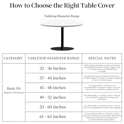 Yesad Christmas Snow Round Table Cover 60 Inch Fitted Elastic Tablecloth for Indoor Outdoor Holiday Events