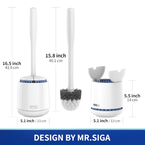 MR.SIGA Toilet Bowl Brush and Holder Set with Long Handle and Ventilated Base