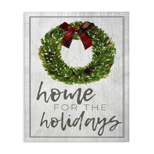 Home for the Holidays Wreath Bow Canvas Wall Art – 24x30, Stretched