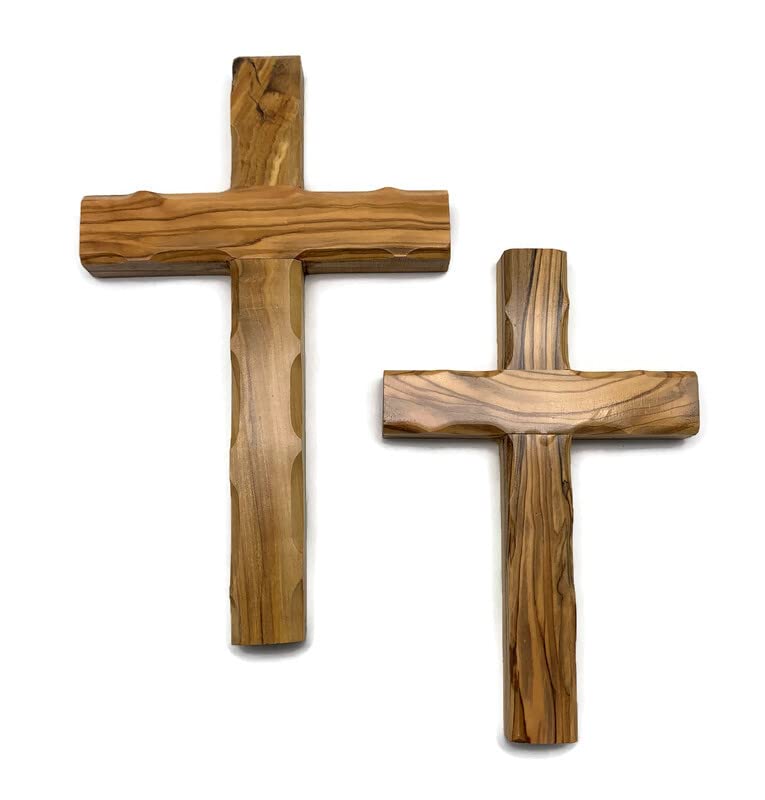 Hand-Carved Olive Wood Wall Cross - 6.2" Holy Land Religious Decor