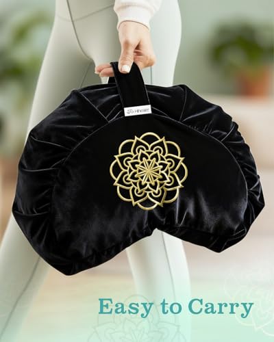 Crescent Meditation Cushion - Ergonomic Buckwheat Hull Floor Pillow (Black)