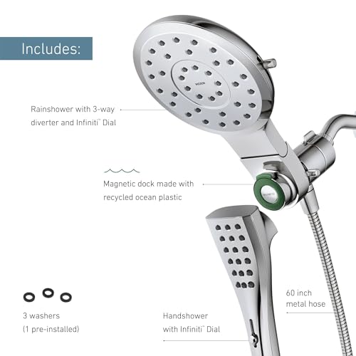 Round Rain Shower Head and Handshower Combo with Magnetic Docking