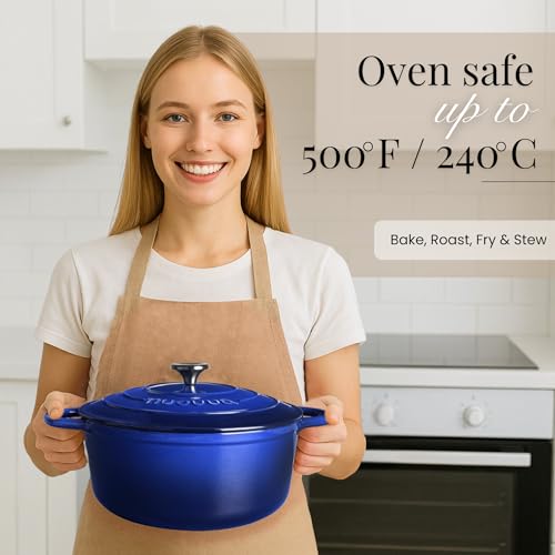Enameled Cast Iron Dutch Oven Pot with Lid - 6.4 Quart Casserole Dish