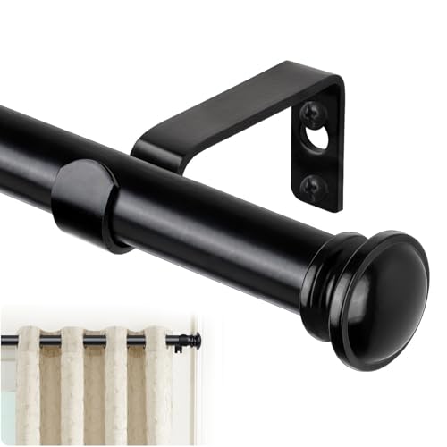 Adjustable Curtain Rod 32-58 Inch, Heavy Duty Drapery Rod, Black