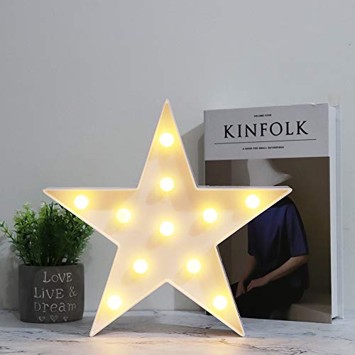 LED Star Marquee Sign Night Light, Battery Operated Desk or Wall Decor