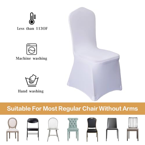 100 Pcs White Spandex Stretch Chair Covers for Weddings & Events
