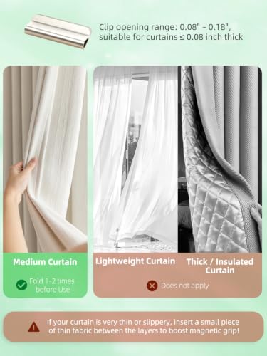 8-Pair Magnetic Curtain Clips - Damage-Free Curtain Closure for Blackout