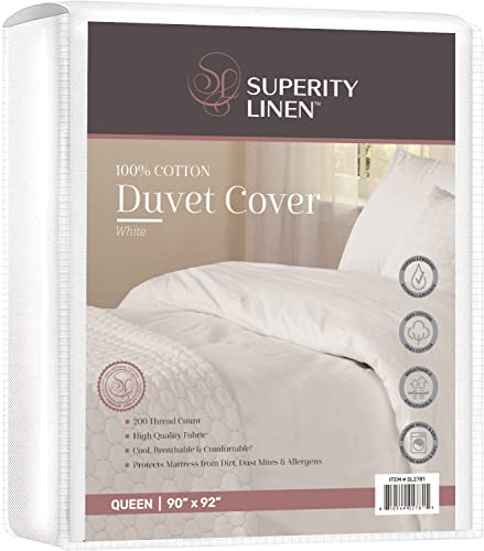 Queen Size Duvet Cover - 100% Soft Cotton, 200 Thread Count