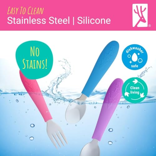 Toddler Stainless Steel Silverware Set with Silicone Handles