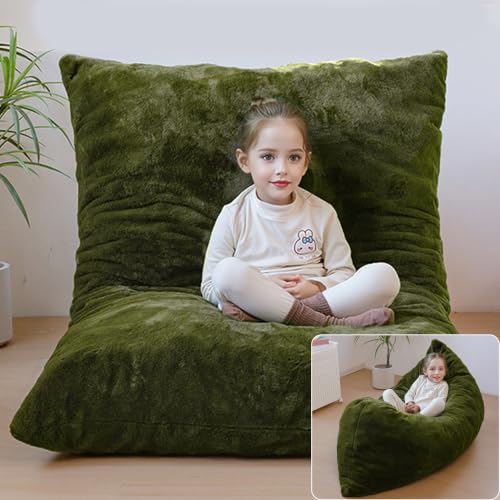 3-in-1 Kids Bean Bag Chair, Convertible Foam Floor Sofa for Play & Lounge