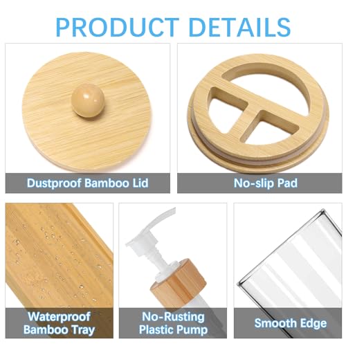 5-Piece Bamboo Bathroom Accessories Set with Tray and Soap Dispenser