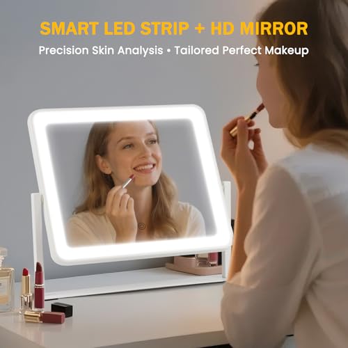 Vanity Mirror with Lights, 14"×12" LED Makeup Mirror, HD Professional