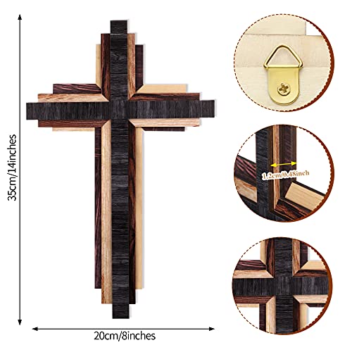 Rustic 3D Wooden Wall Cross, Triple Layered Reclaimed Wood Hanging Decor